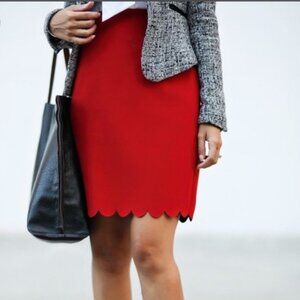 Banana Republic Red Scalloped Hem Skirt